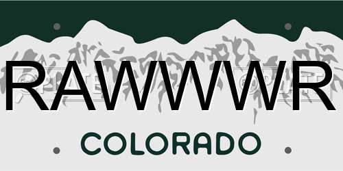 RAWWWR Colorado License Plate