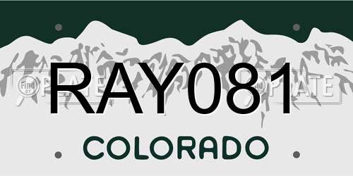 RAY081 Colorado License Plate