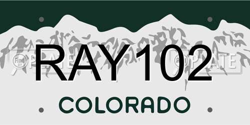 RAY102 Colorado License Plate