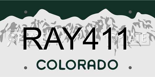 RAY411 Colorado License Plate