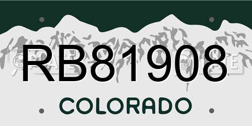 RB81908 Colorado License Plate