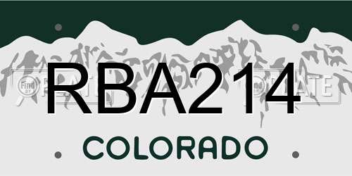 RBA214 Colorado License Plate