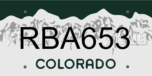 RBA653 Colorado License Plate