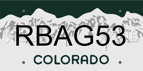 RBAG53 Colorado License Plate