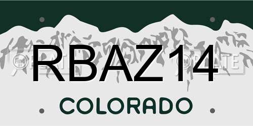 RBAZ14 Colorado License Plate