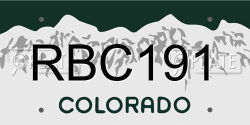 RBC191 Colorado License Plate