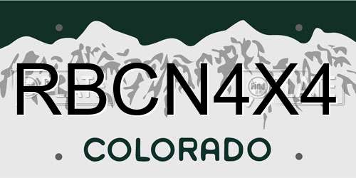 RBCN4X4 Colorado License Plate