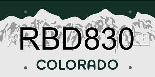 RBD830 Colorado License Plate