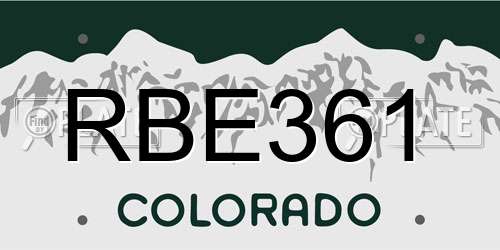 RBE361 Colorado License Plate