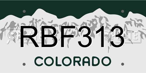 RBF313 Colorado License Plate