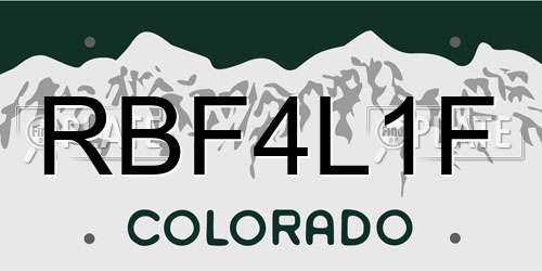 RBF4L1F Colorado License Plate