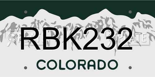 RBK232 Colorado License Plate