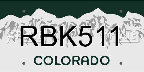 RBK511 Colorado License Plate