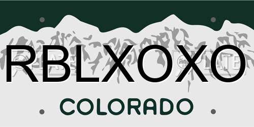 RBLXOXO Colorado License Plate