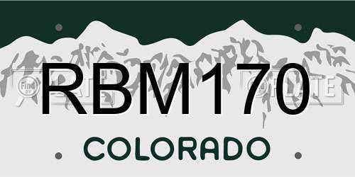 RBM170 Colorado License Plate