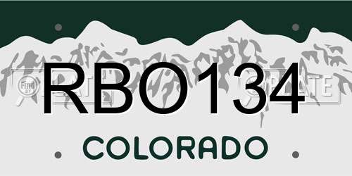 RBO134 Colorado License Plate