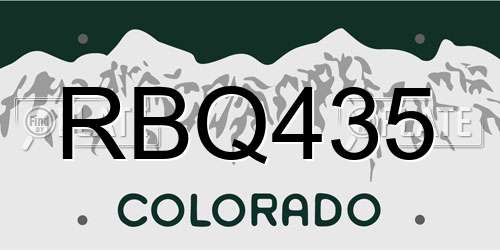 RBQ435 Colorado License Plate
