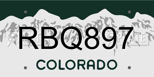 RBQ897 Colorado License Plate