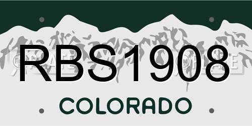RBS1908 Colorado License Plate