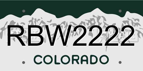 RBW2222 Colorado License Plate