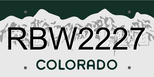 RBW2227 Colorado License Plate