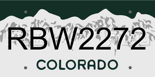 RBW2272 Colorado License Plate