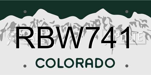 RBW741 Colorado License Plate