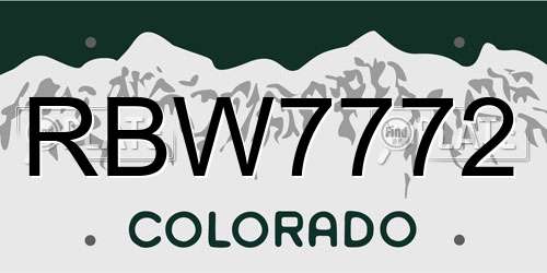 RBW7772 Colorado License Plate