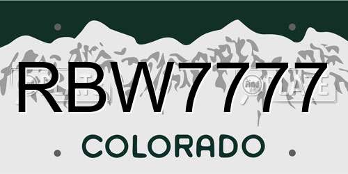 RBW7777 Colorado License Plate