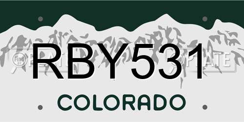 RBY531 Colorado License Plate