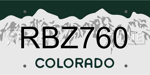 RBZ760 Colorado License Plate