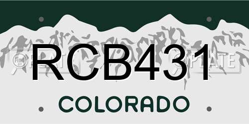 RCB431 Colorado License Plate