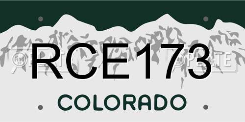 RCE173 Colorado License Plate