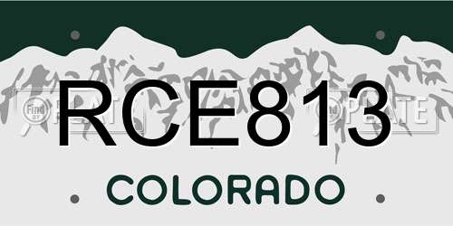 RCE813 Colorado License Plate