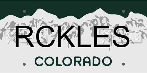 RCKLES Colorado License Plate