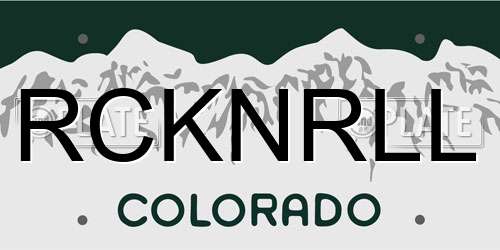 RCKNRLL Colorado License Plate
