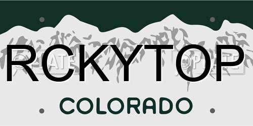 RCKYTOP Colorado License Plate