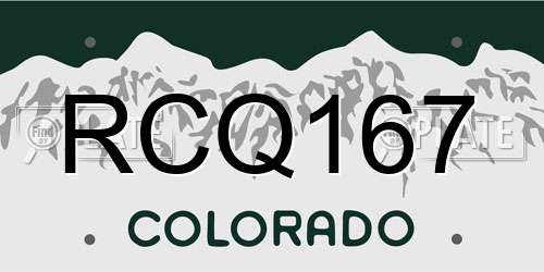 RCQ167 Colorado License Plate