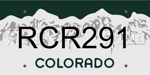 RCR291 Colorado License Plate