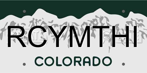 RCYMTHI Colorado License Plate