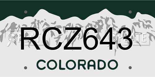 RCZ643 Colorado License Plate