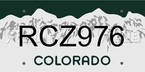 RCZ976 Colorado License Plate