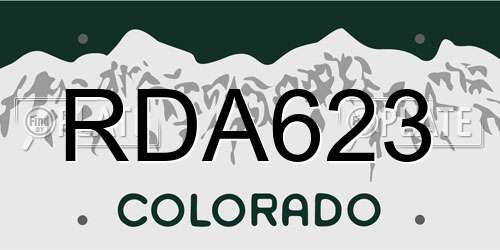 RDA623 Colorado License Plate