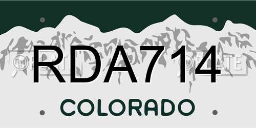 RDA714 Colorado License Plate