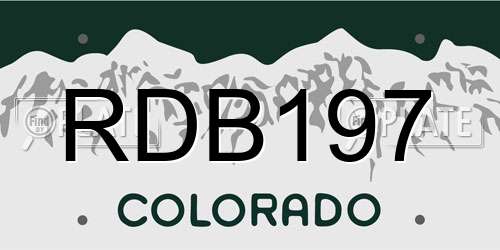 RDB197 Colorado License Plate