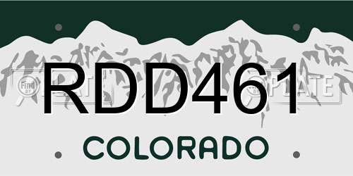 RDD461 Colorado License Plate