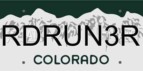 RDRUN3R Colorado License Plate