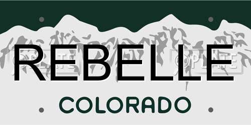 REBELLE Colorado License Plate