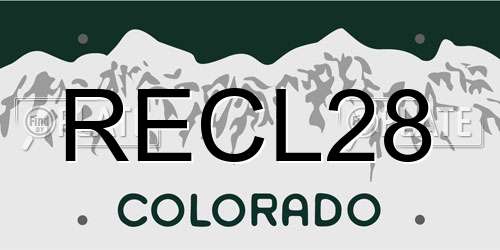 RECL28 Colorado License Plate