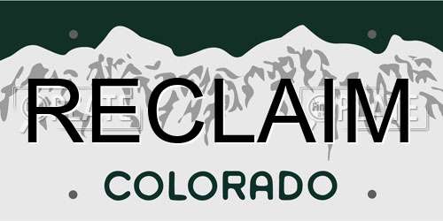 RECLAIM Colorado License Plate